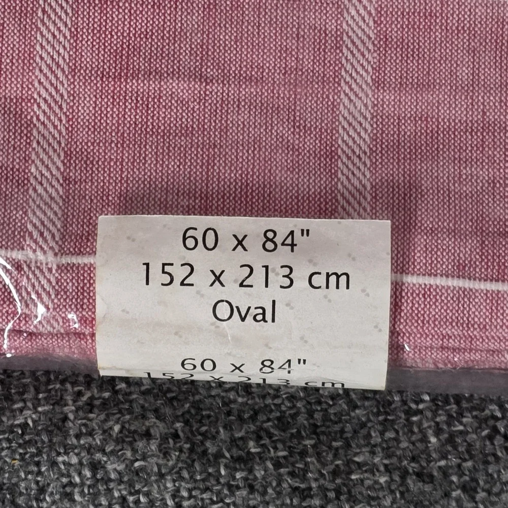 LNT Home Oval Tablecloth 100% Cotton Red Plaid Cherry 60x84